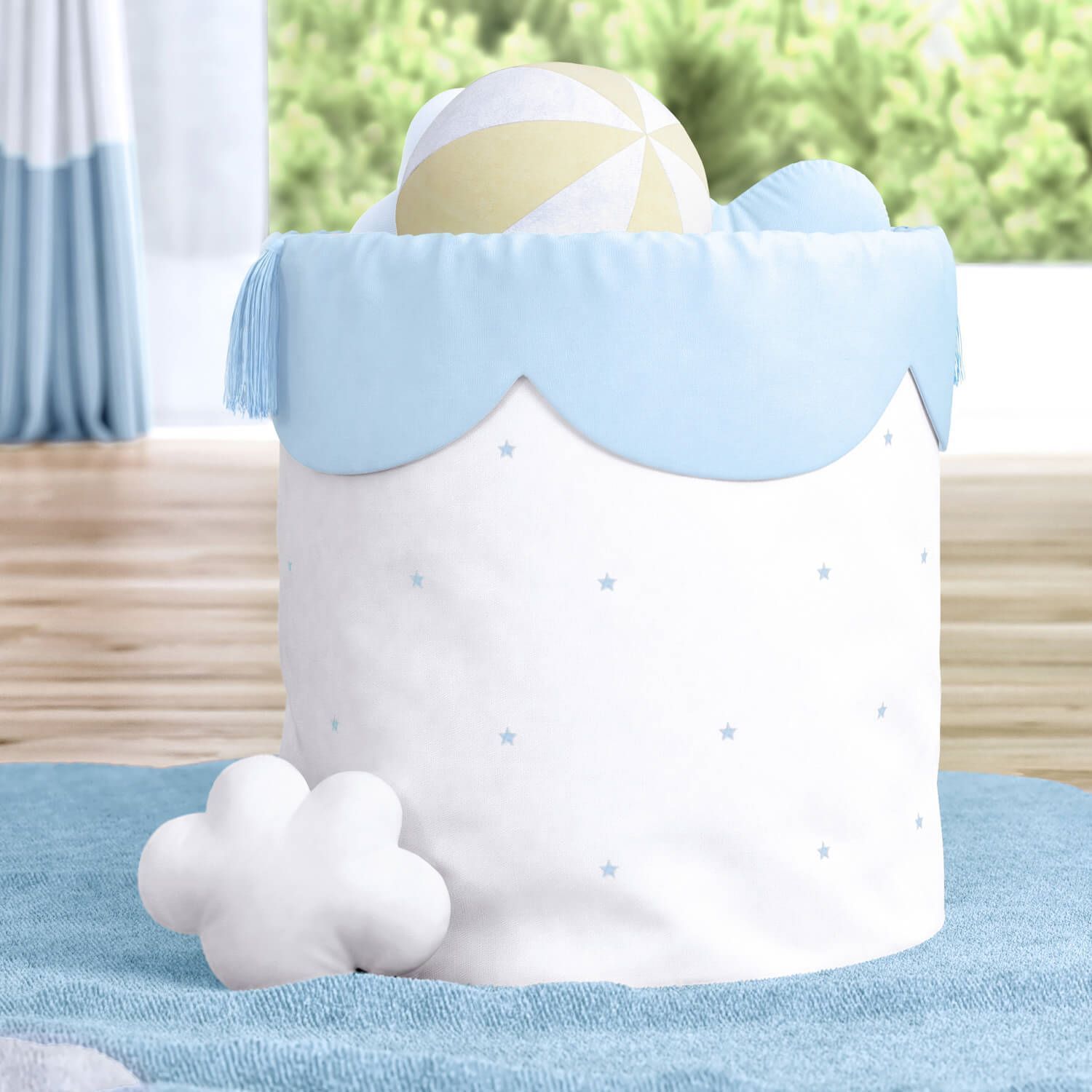 Cesto Organizador para Brinquedos Estrelinhas Rosé 28cm