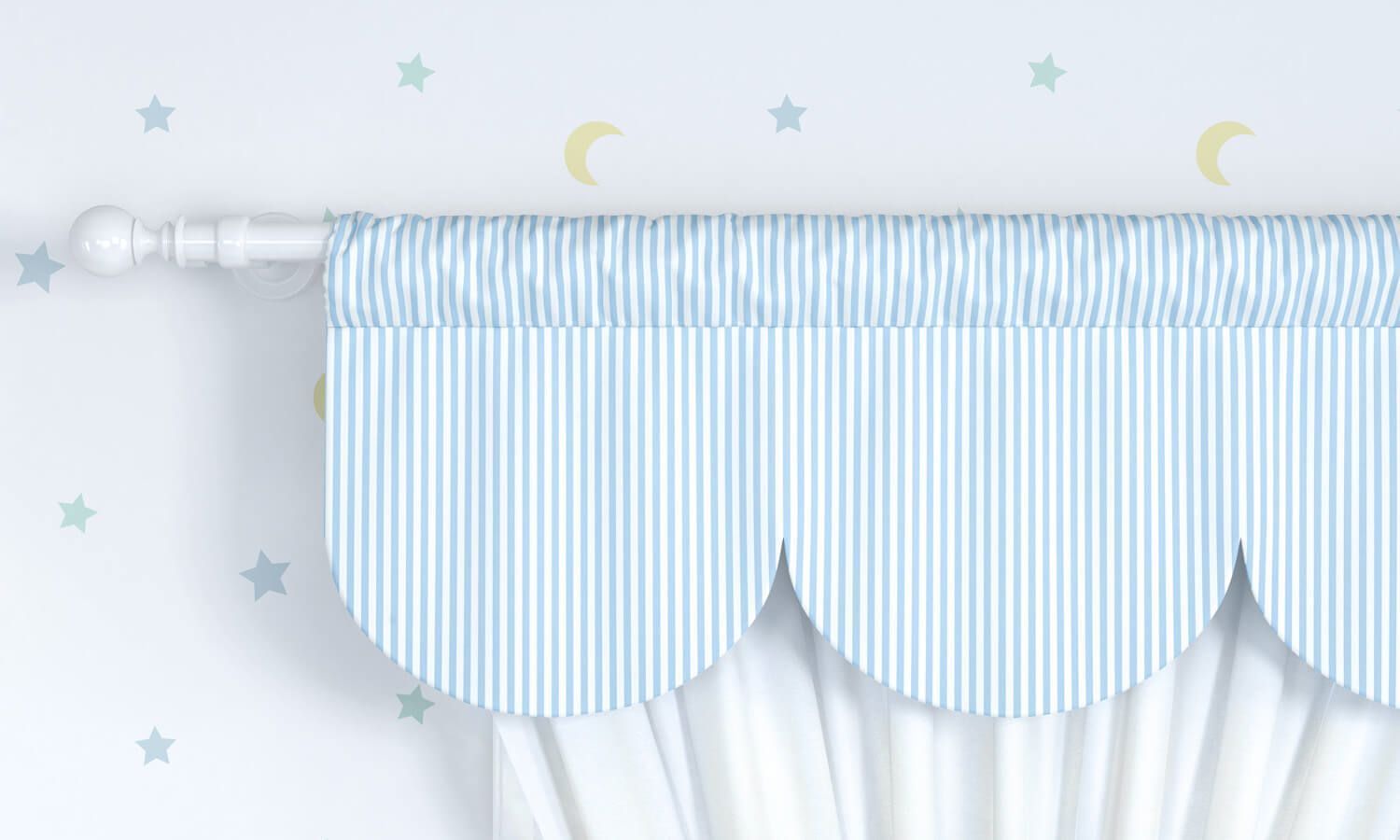 Cortina Circo Mágico Listrada Azul/Branco