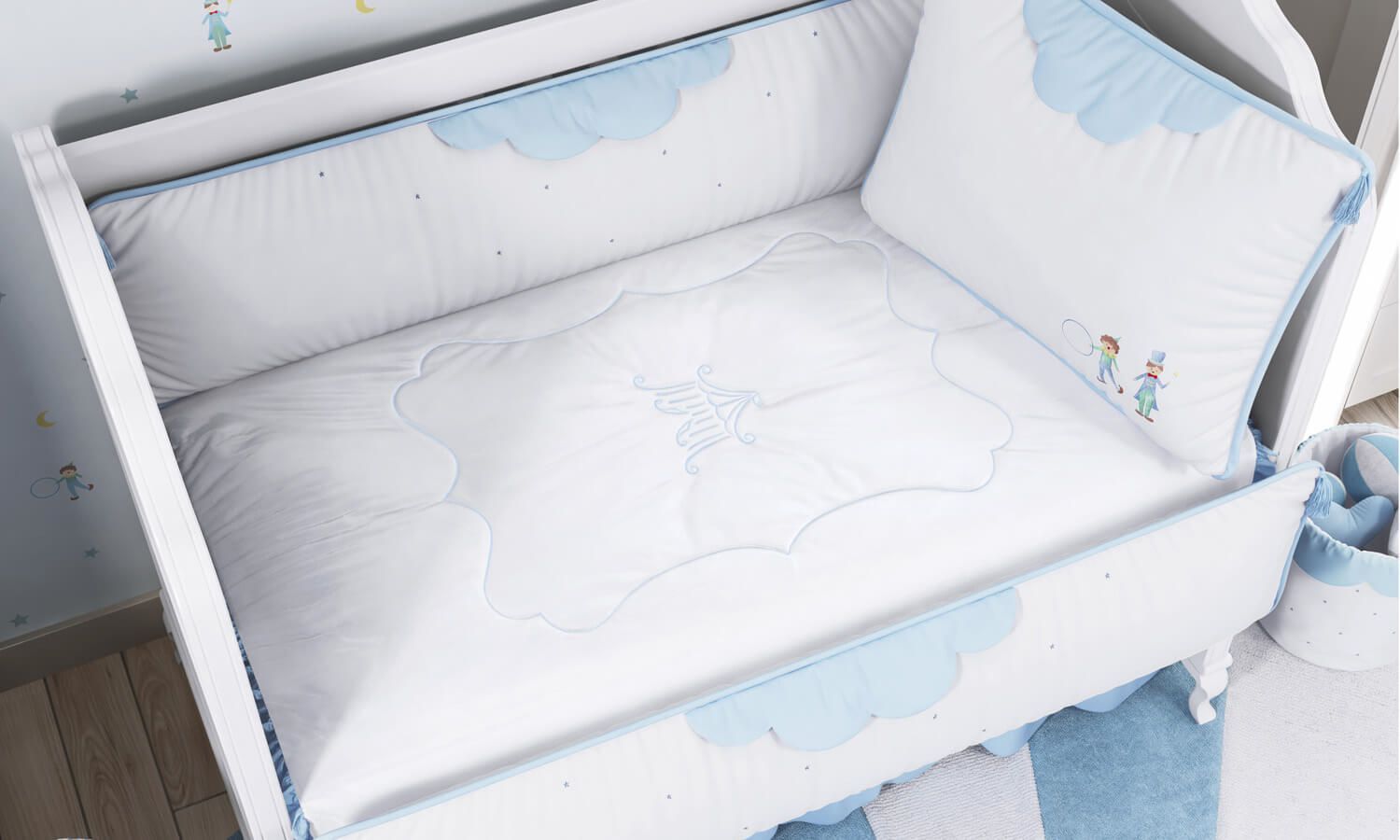 Edredom de Berço Bordado Tenda Circo