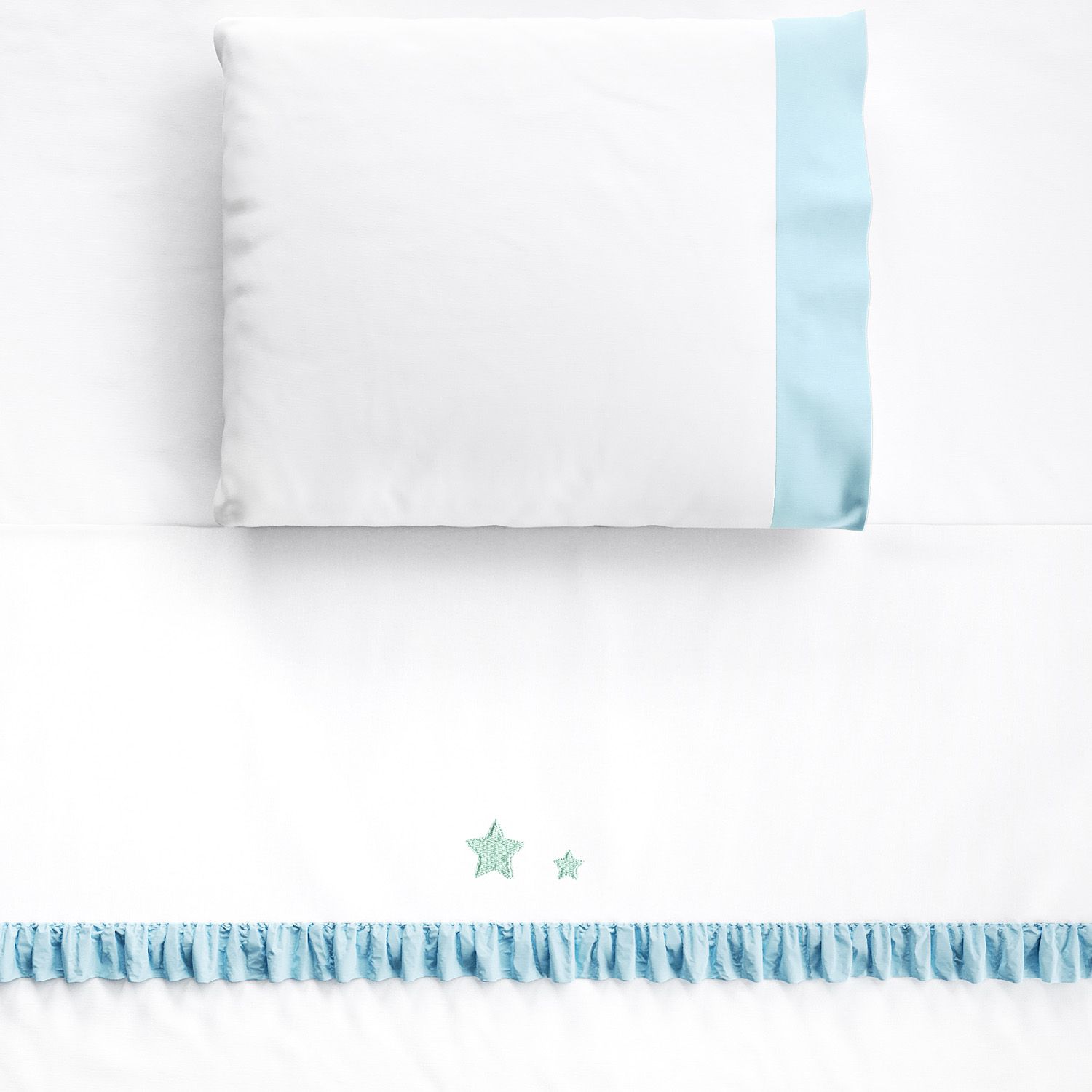 Jogo de Lençol Berço Bordado Estrelinhas 3 peças