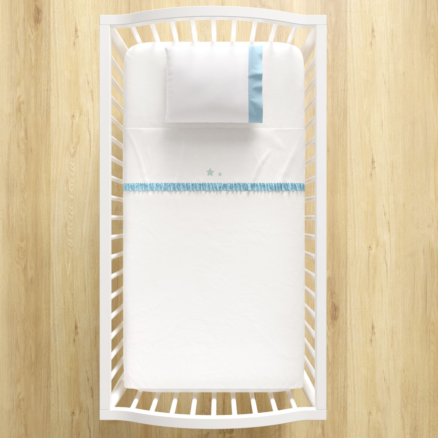 Jogo de Lençol Berço Bordado Estrelinhas 3 peças