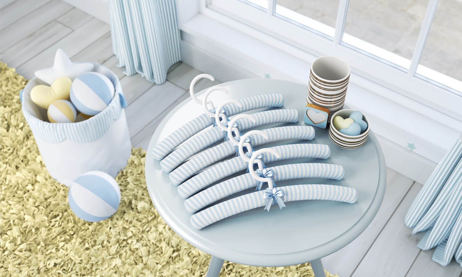 Kit Cabides Listrado Branco/Rosé