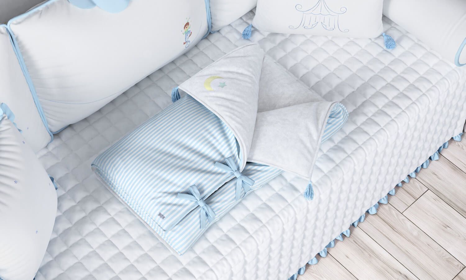 Porta Bebê Listrado Lua e Estrela