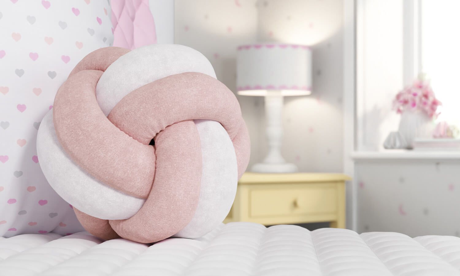 Almofada Nó Balú Branca/Azul Marinho 25cm