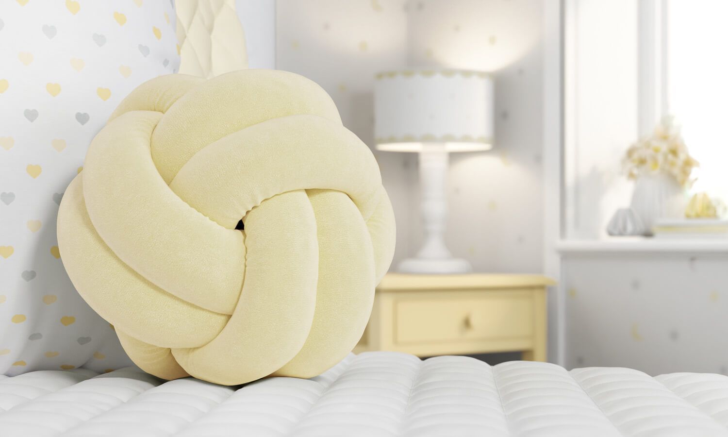 Almofada Nó Balú Amarela 25cm