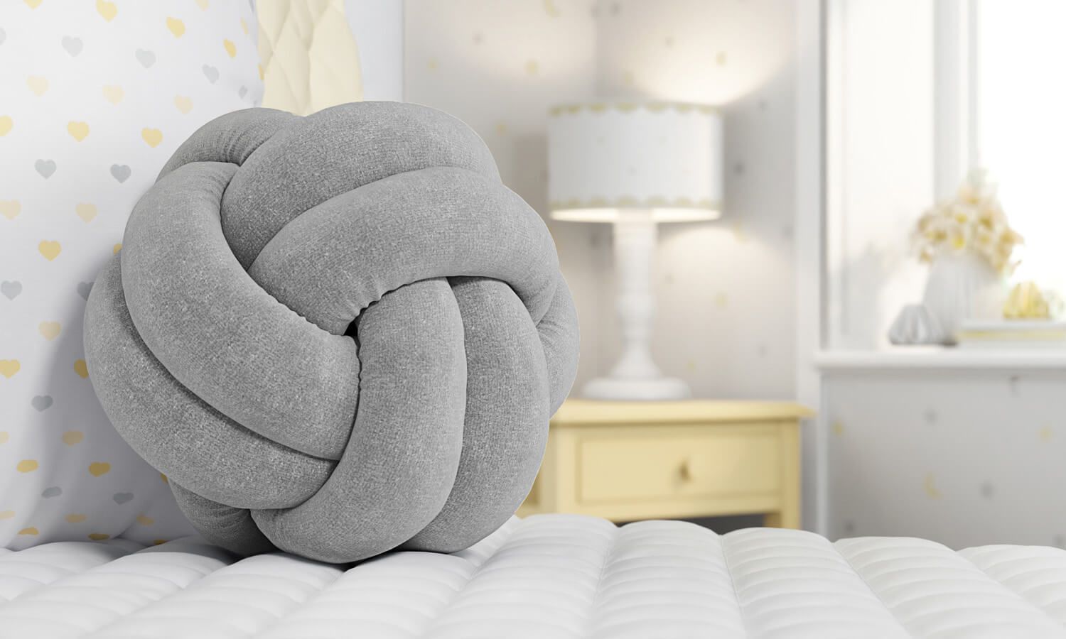 Almofada Nó Balú Amarela 25cm