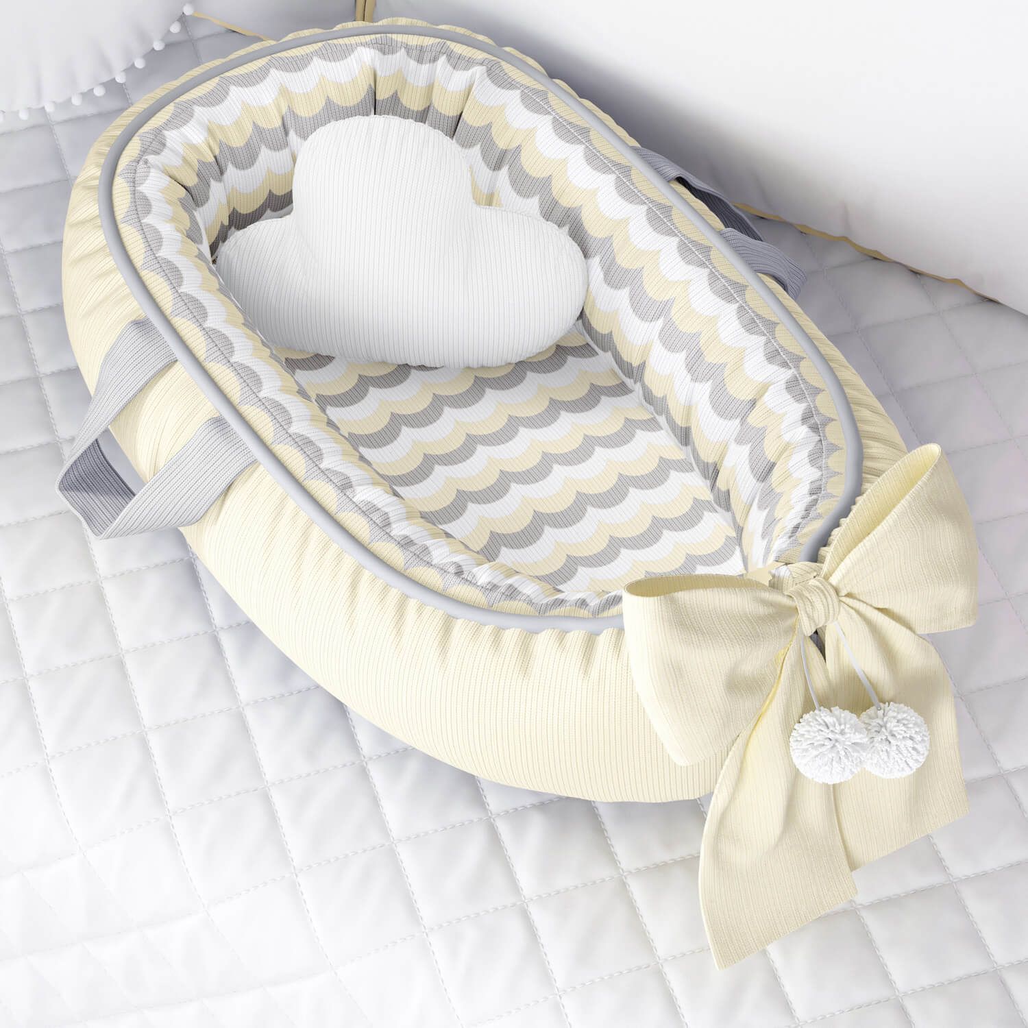 Ninho para Bebê Redutor de Berço Tricot Estampado Azul 80cm