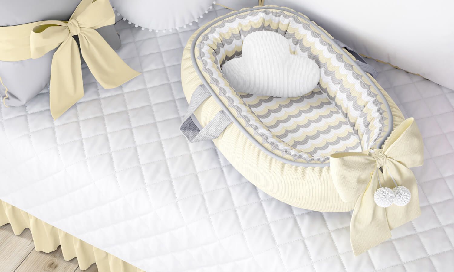 Ninho para Bebê Redutor de Berço Tricot Estampado Azul 80cm