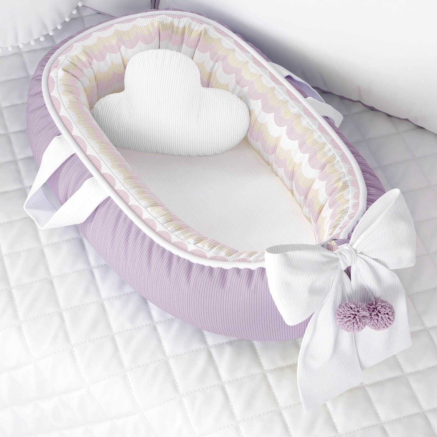 Ninho para Bebê Redutor de Berço Tricot Estampado Azul 80cm