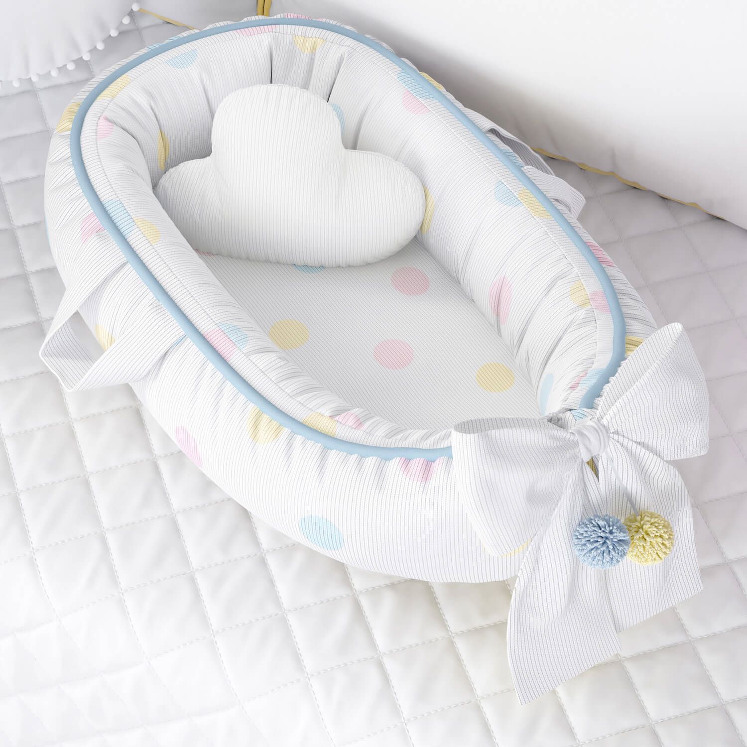 Ninho para Bebê Redutor de Berço Tricot Bolinhas 80cm