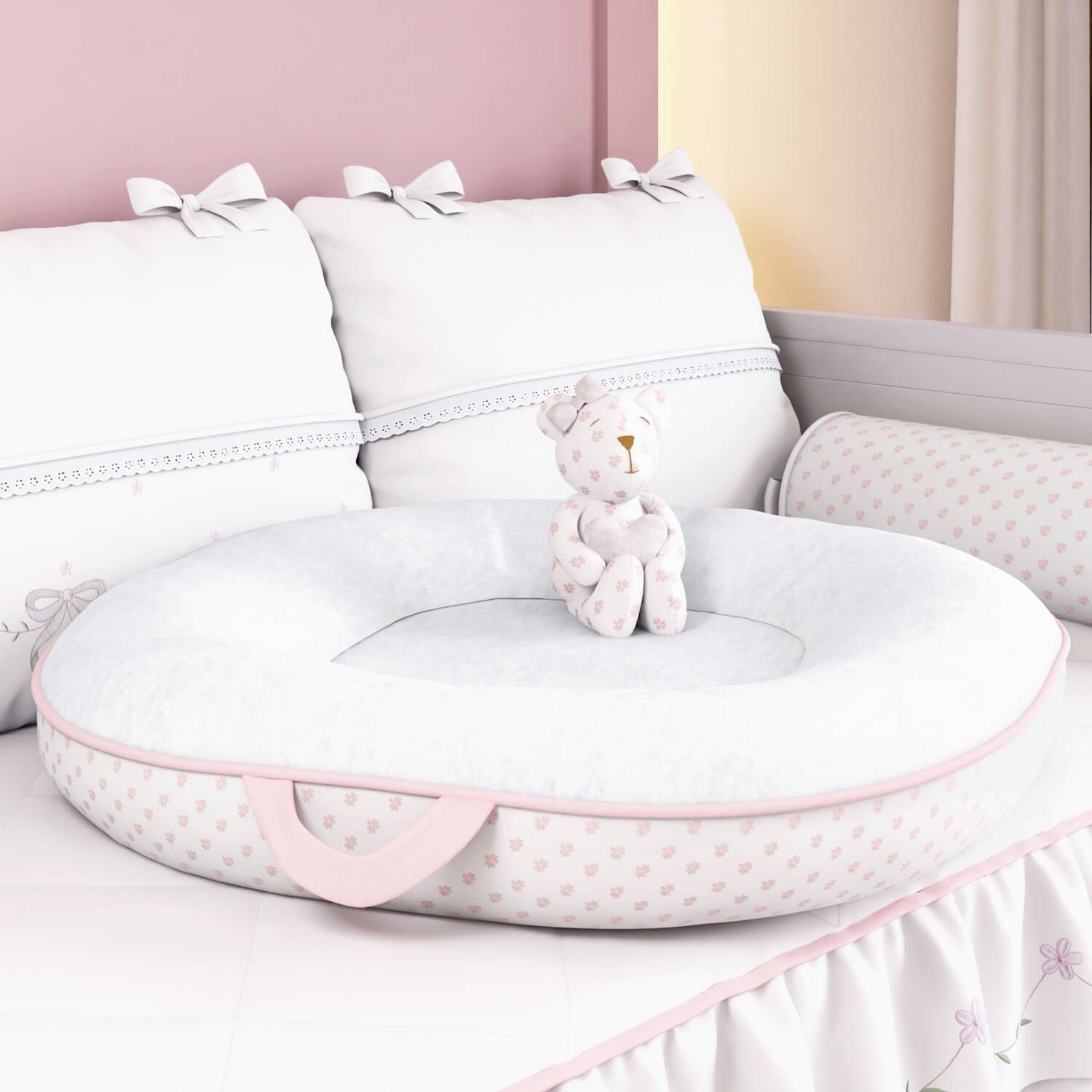 Ninho Floral Sophia Rosa 75cm