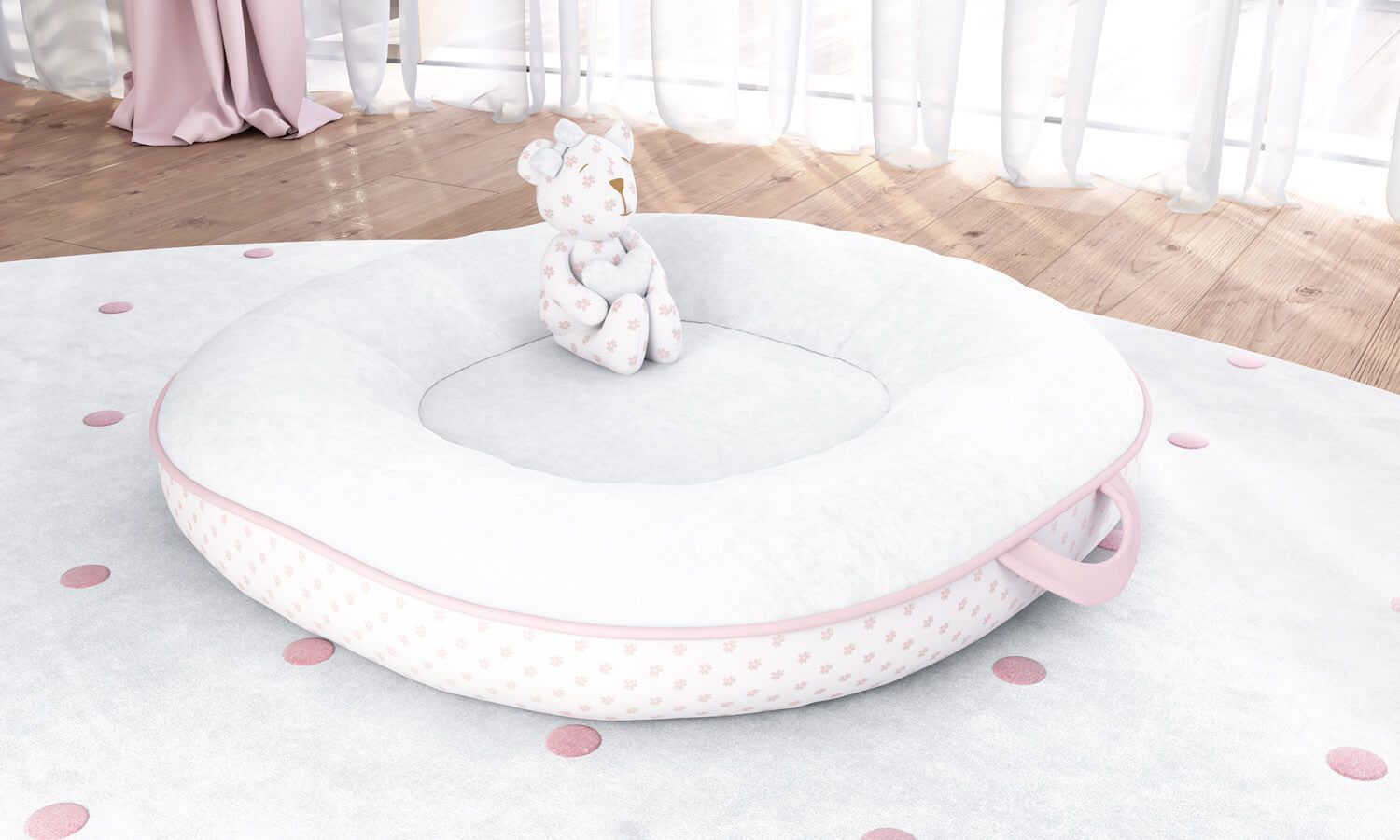 Ninho Floral Sophia Rosa 75cm