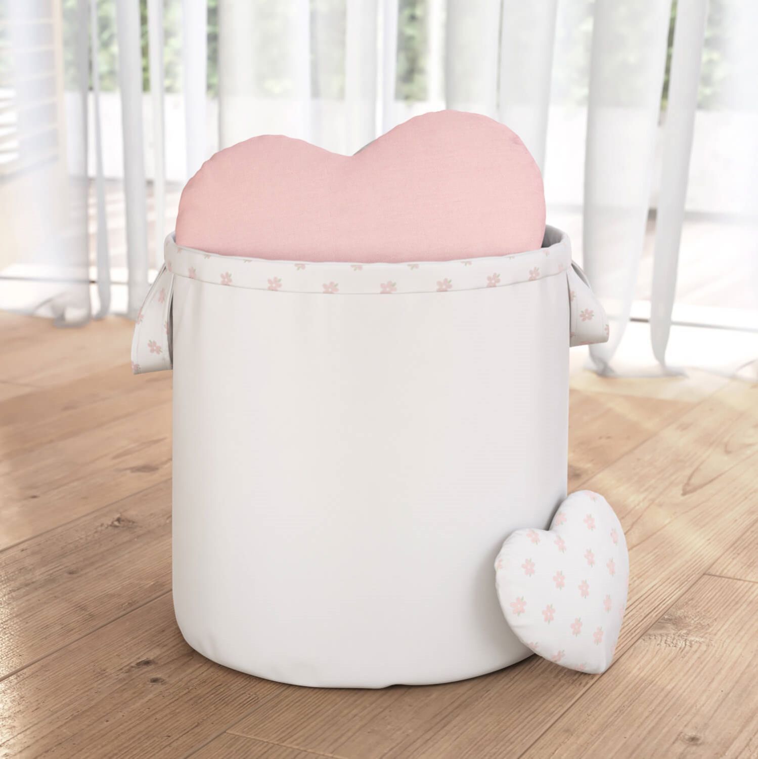 Cesto Organizador para Brinquedos Branco com Florzinhas 35cm