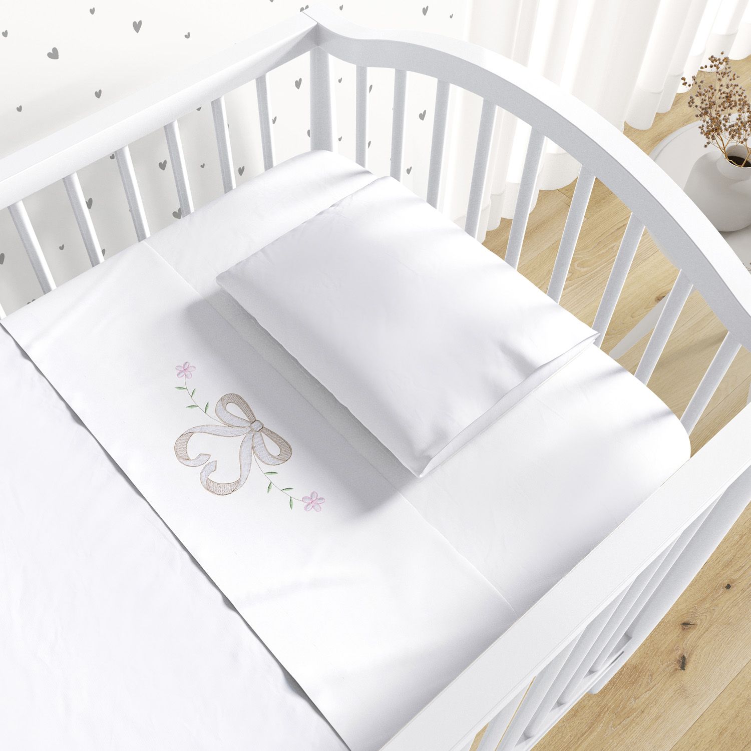 Jogo de Lençol Berço Bordado Sophia Provençal 3 peças