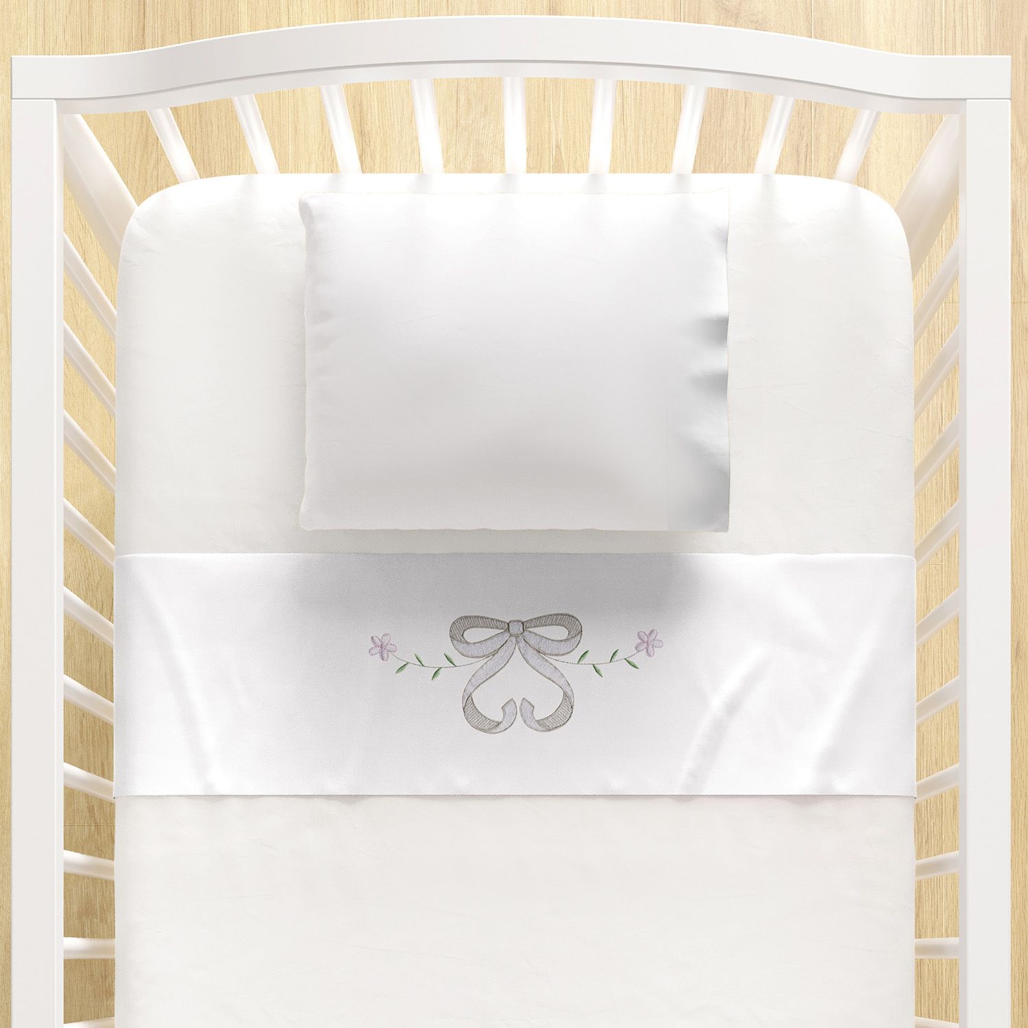 Jogo de Lençol Berço Bordado Sophia Provençal 3 peças