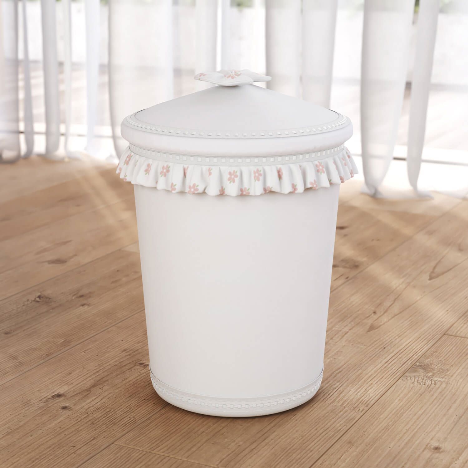 Lixeira Babados e Florzinhas