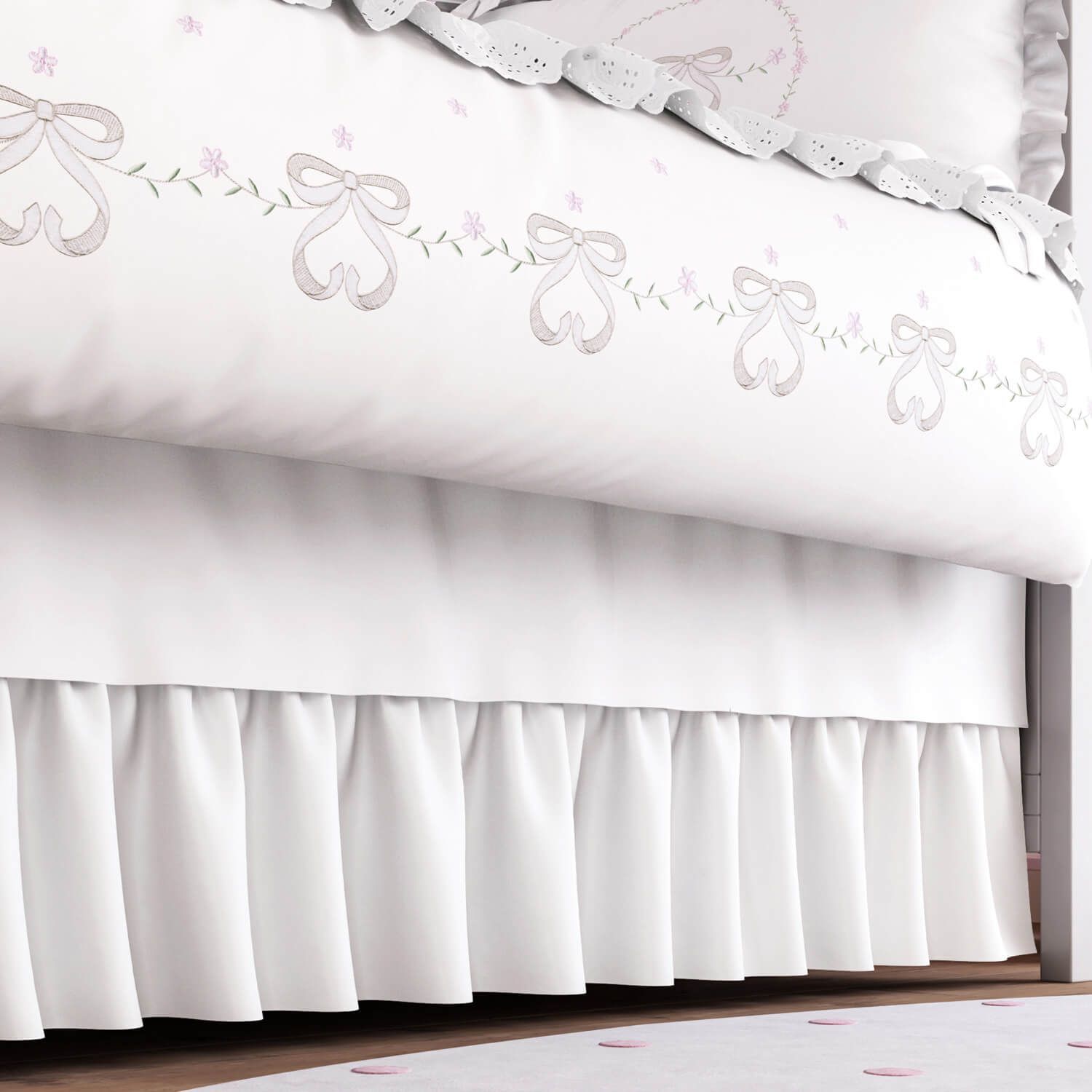 Saia de Berço Babado Rosé