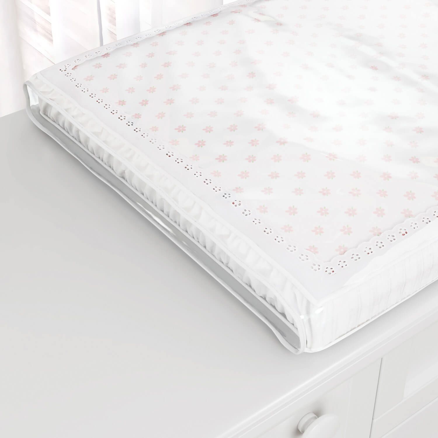 Trocador de Fraldas Bordado Inglês e Florzinhas