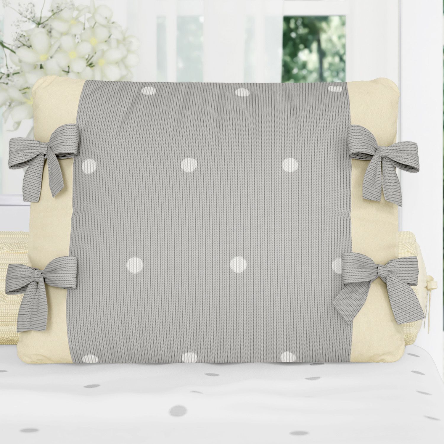 Almofada Laços Tricot Poá Azul 38cm