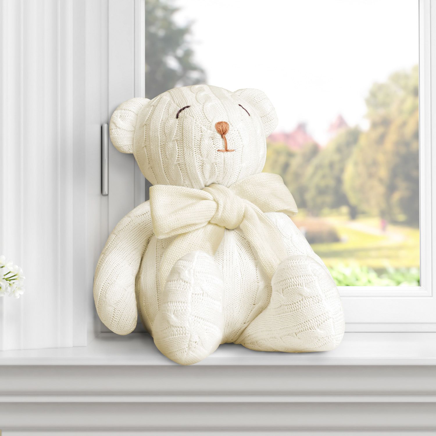 Ursinha Rosa Tricot com Laço 42cm