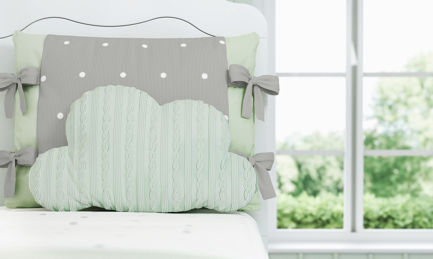 Almofada Nuvem Tricot Rosa 47cm