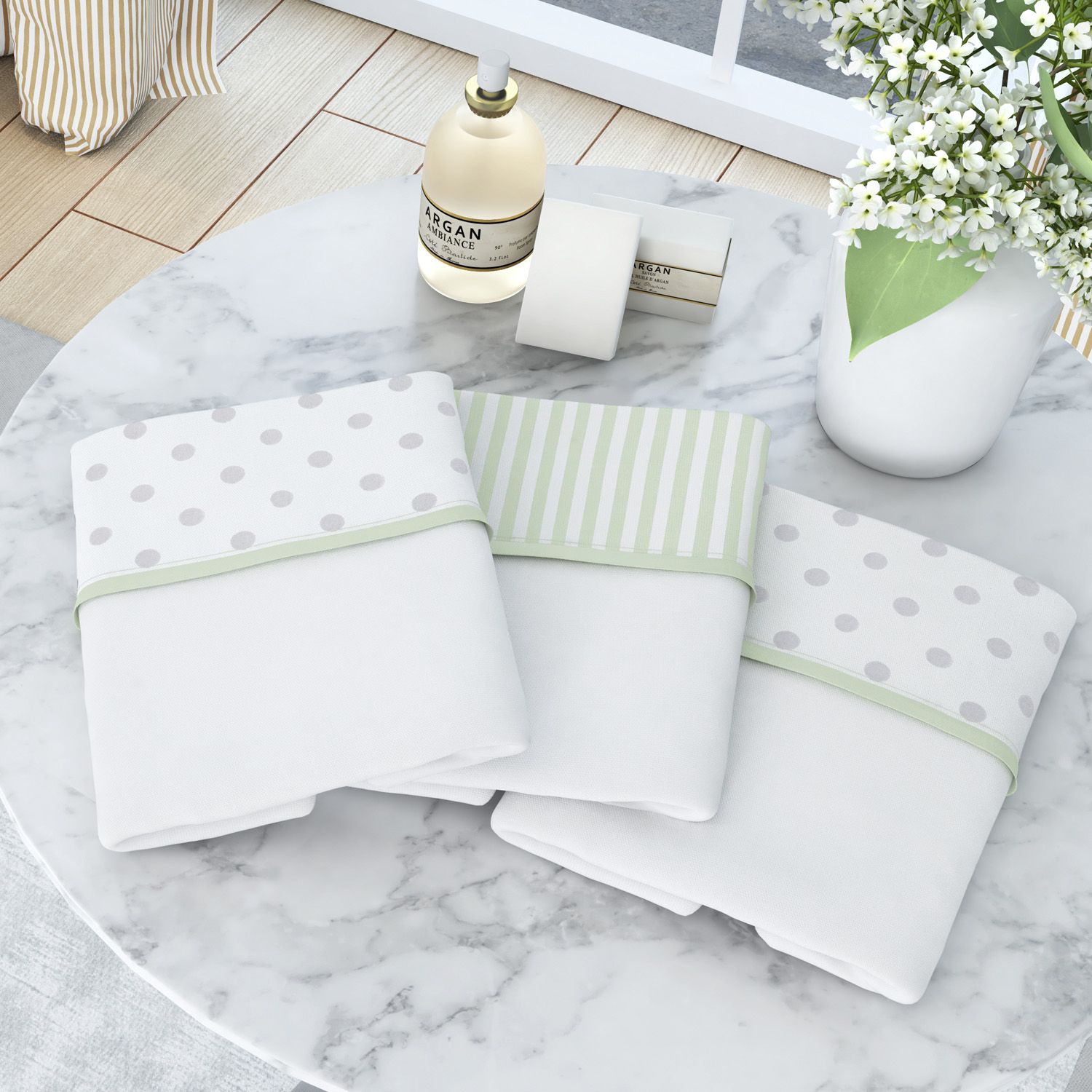 Jogo de Fronhas Branco com Barra Amarelo