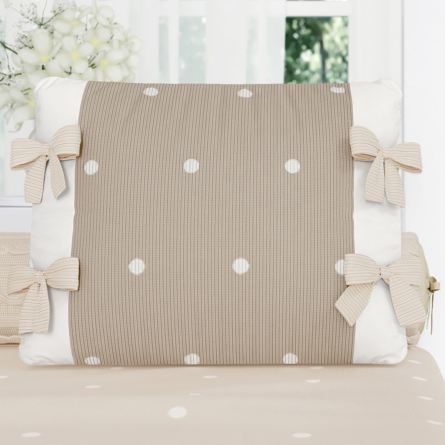 Almofada Laços Tricot Poá Azul 38cm