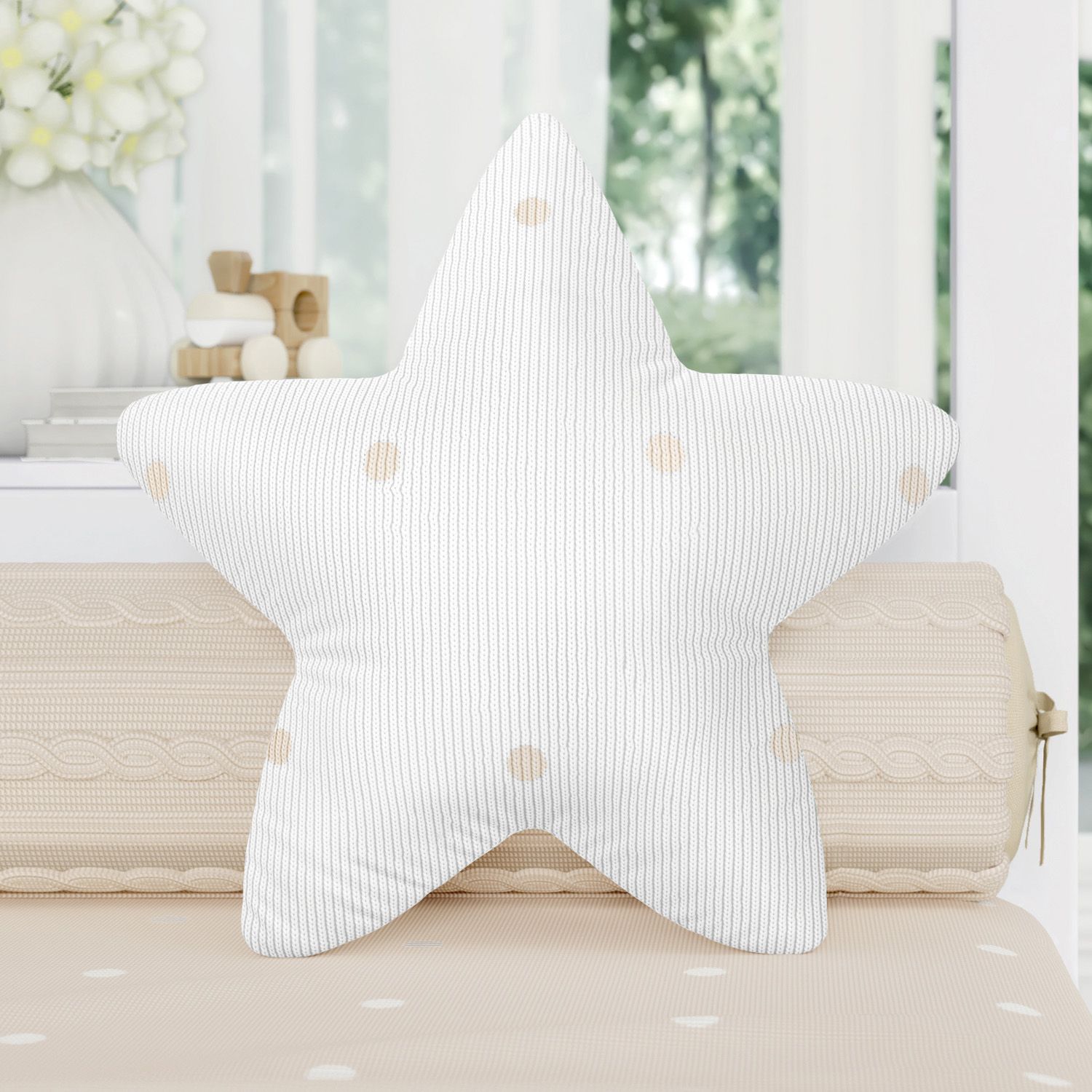 Almofada Estrela Tricot Poá Cinza 30cm