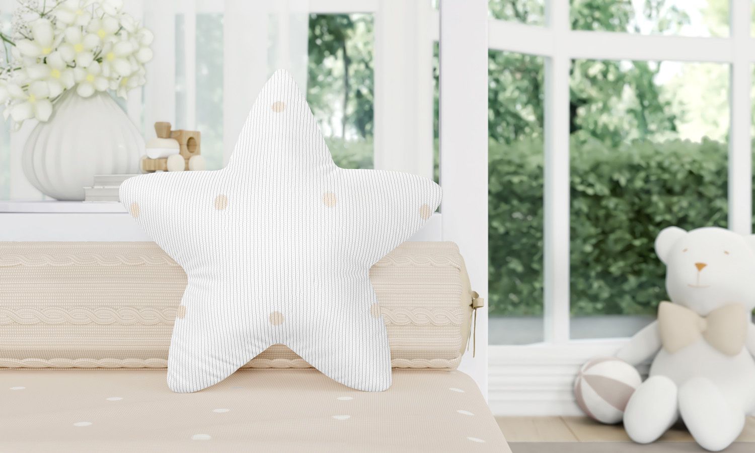 Almofada Estrela Tricot Poá Cinza 30cm