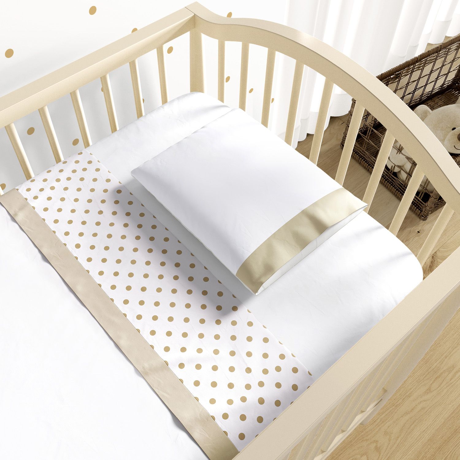 Jogo de Lençol Berço Poá Bege 3 peças