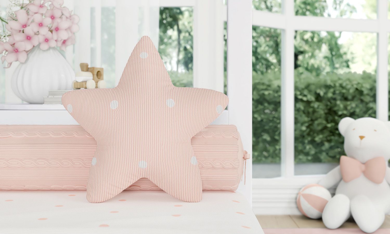 Almofada Estrela Tricot Poá Cinza 30cm