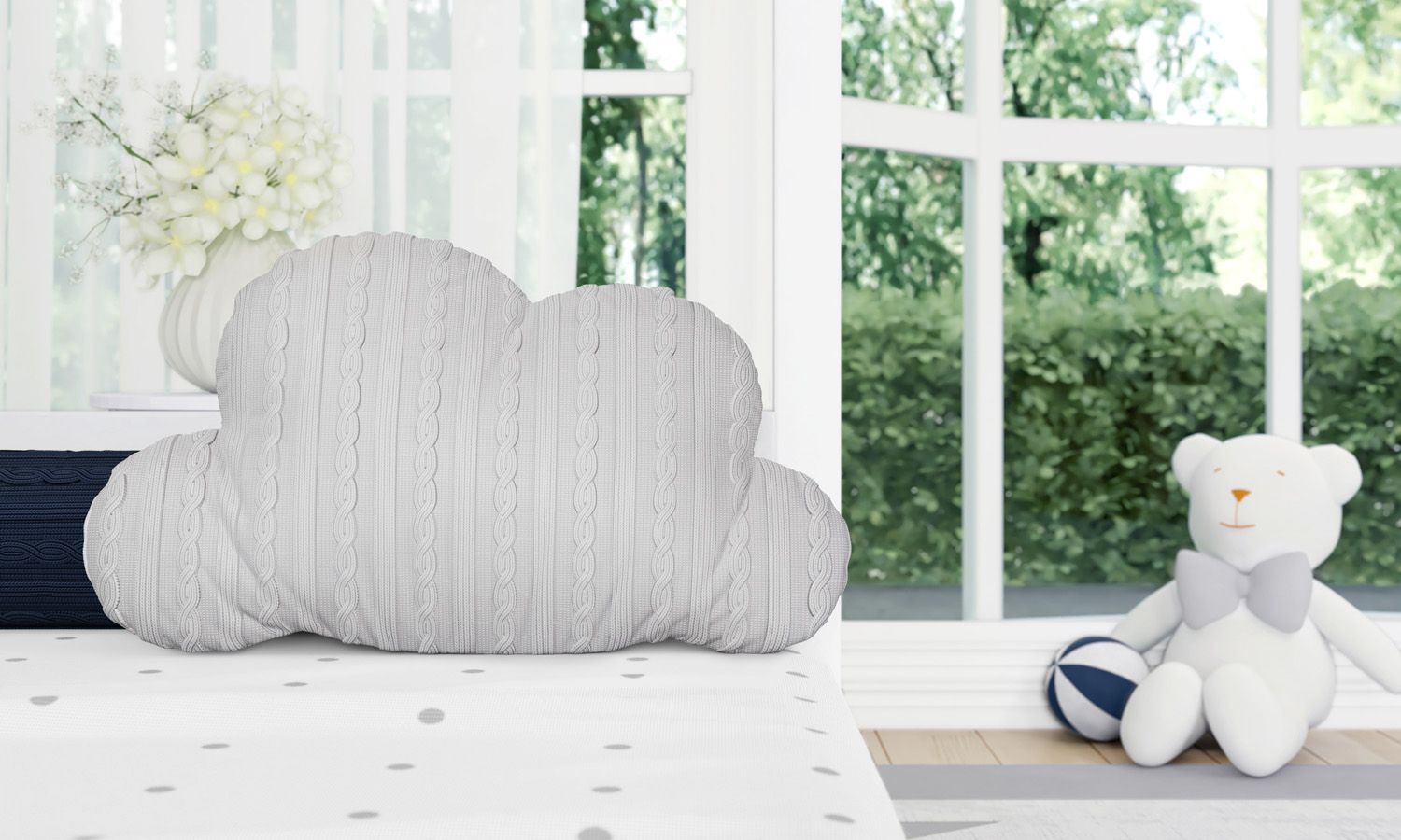 Almofada Nuvem Tricot Rosa 47cm