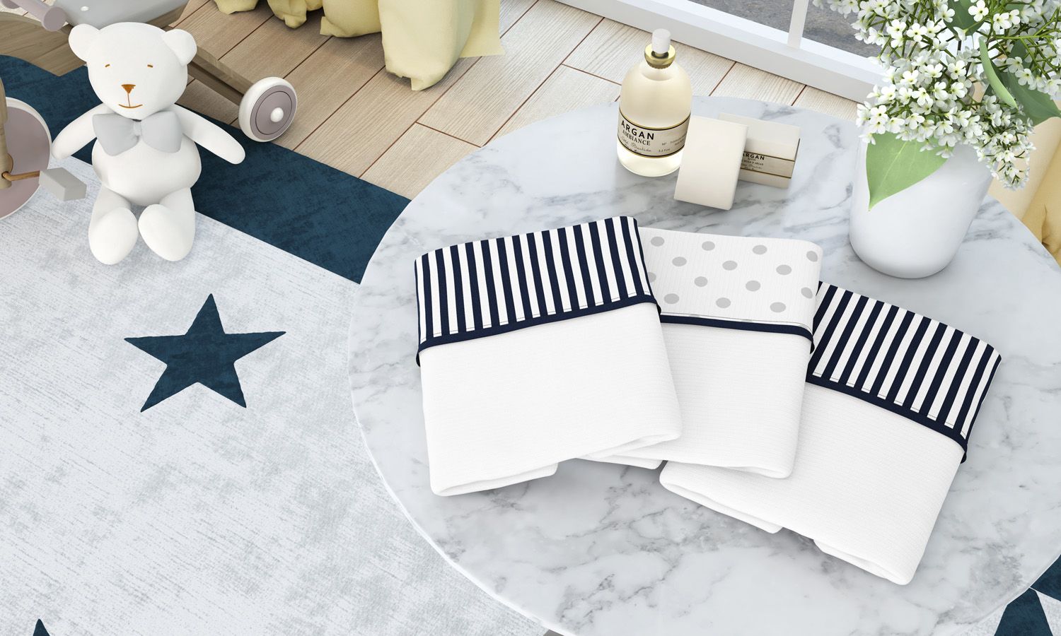 Jogo de Fronhas Branco com Barra Amarelo