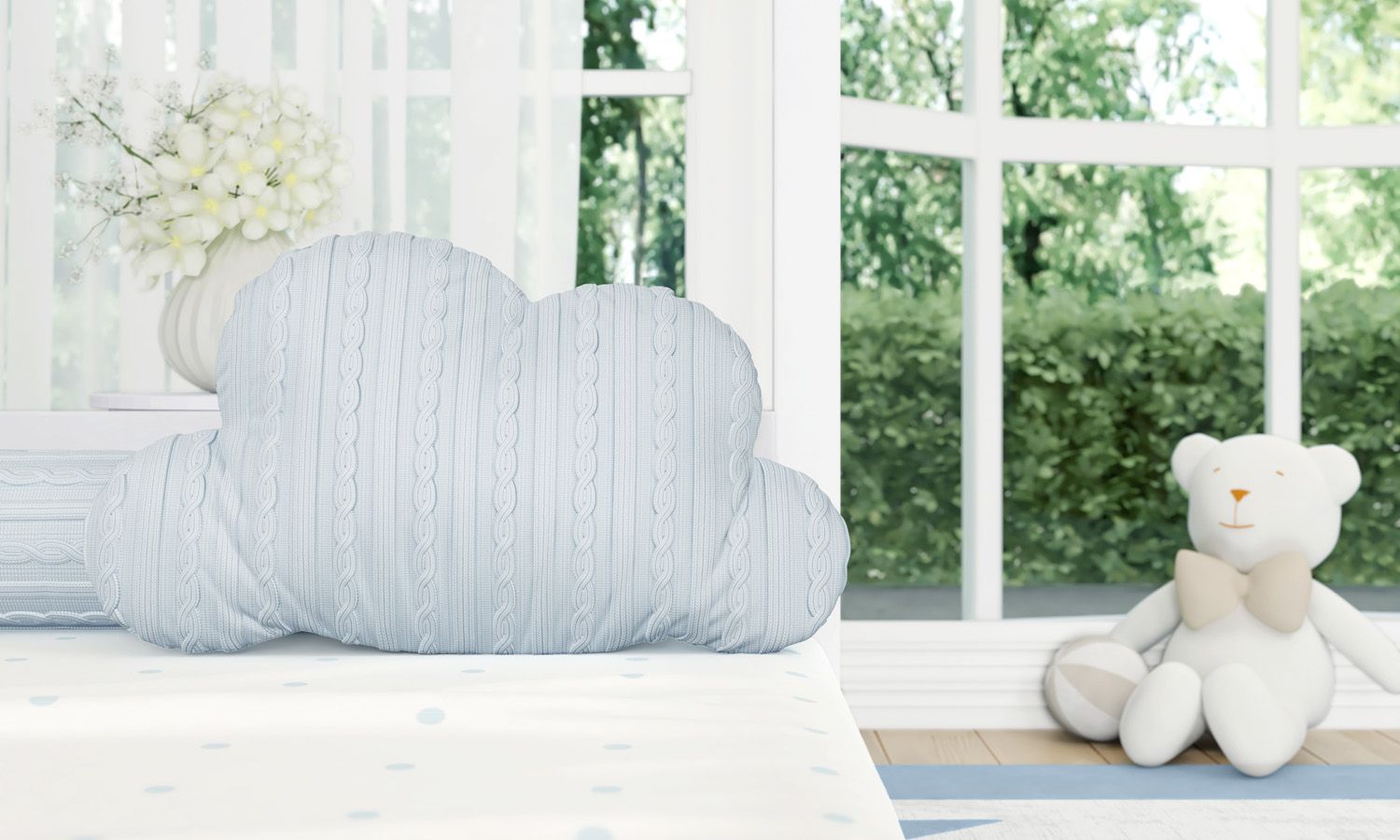 Almofada Nuvem Tricot Rosa 47cm