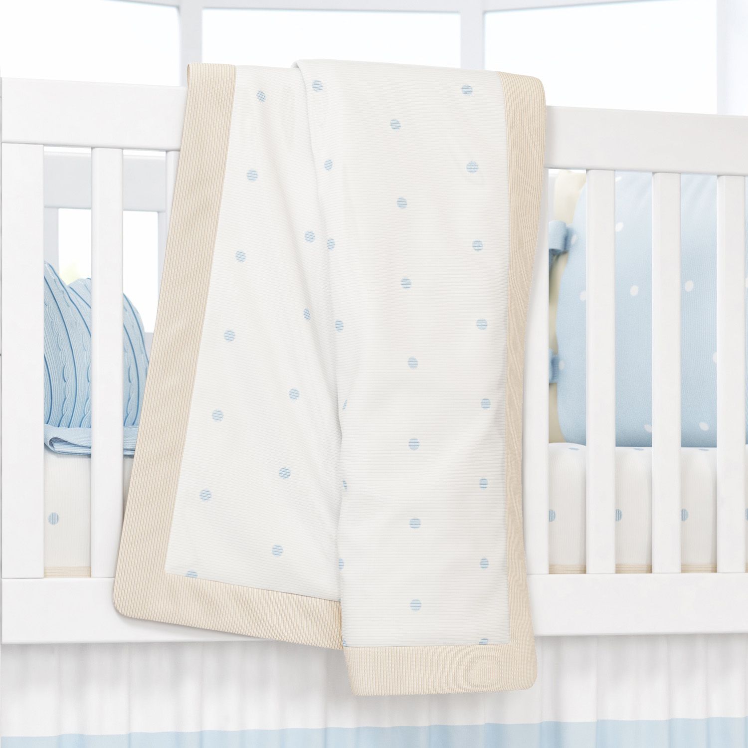 Manta Tricot Poá Azul 1,45m