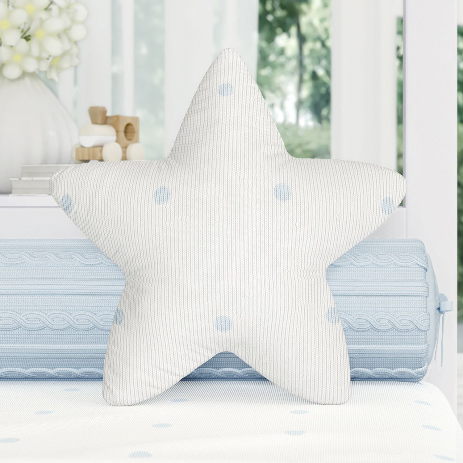 Almofada Estrela Tricot Poá Cinza 30cm