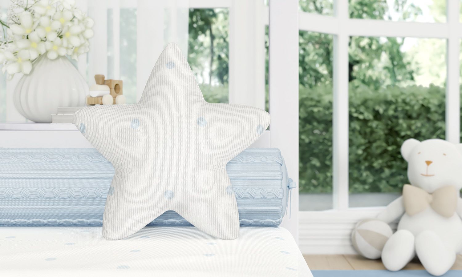 Almofada Estrela Tricot Poá Cinza 30cm