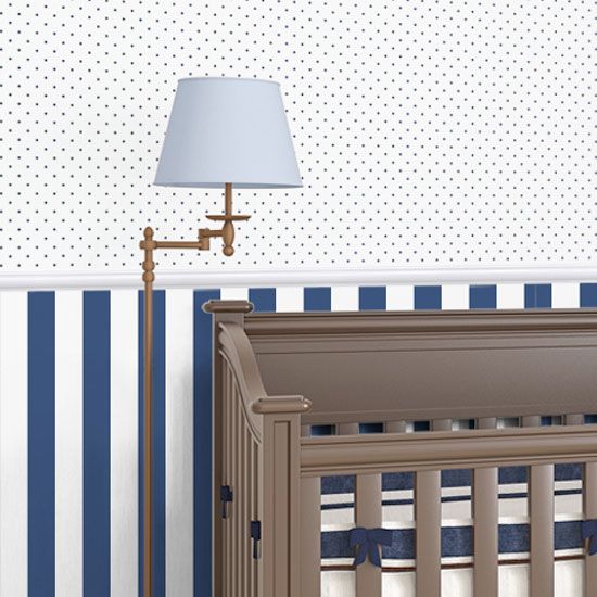 Papel de Parede Listrado Azul Marinho/Branco 10m