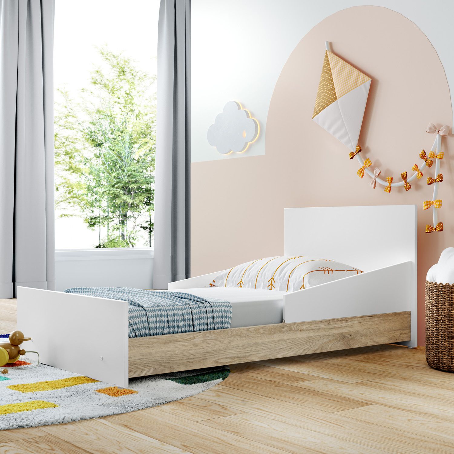 Berço Americano Branco e Amadeirado Retrô