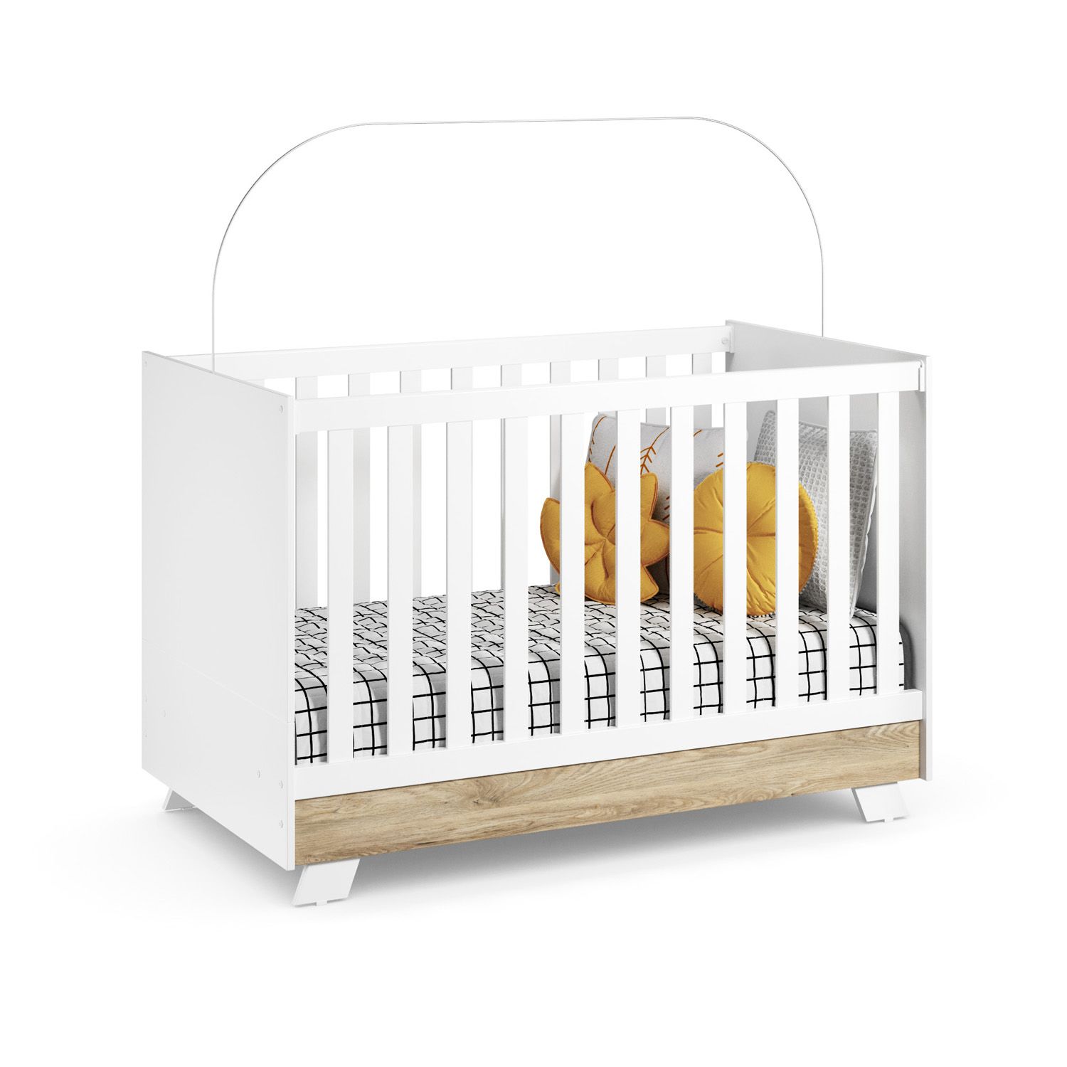 Berço Americano Branco e Amadeirado Retrô