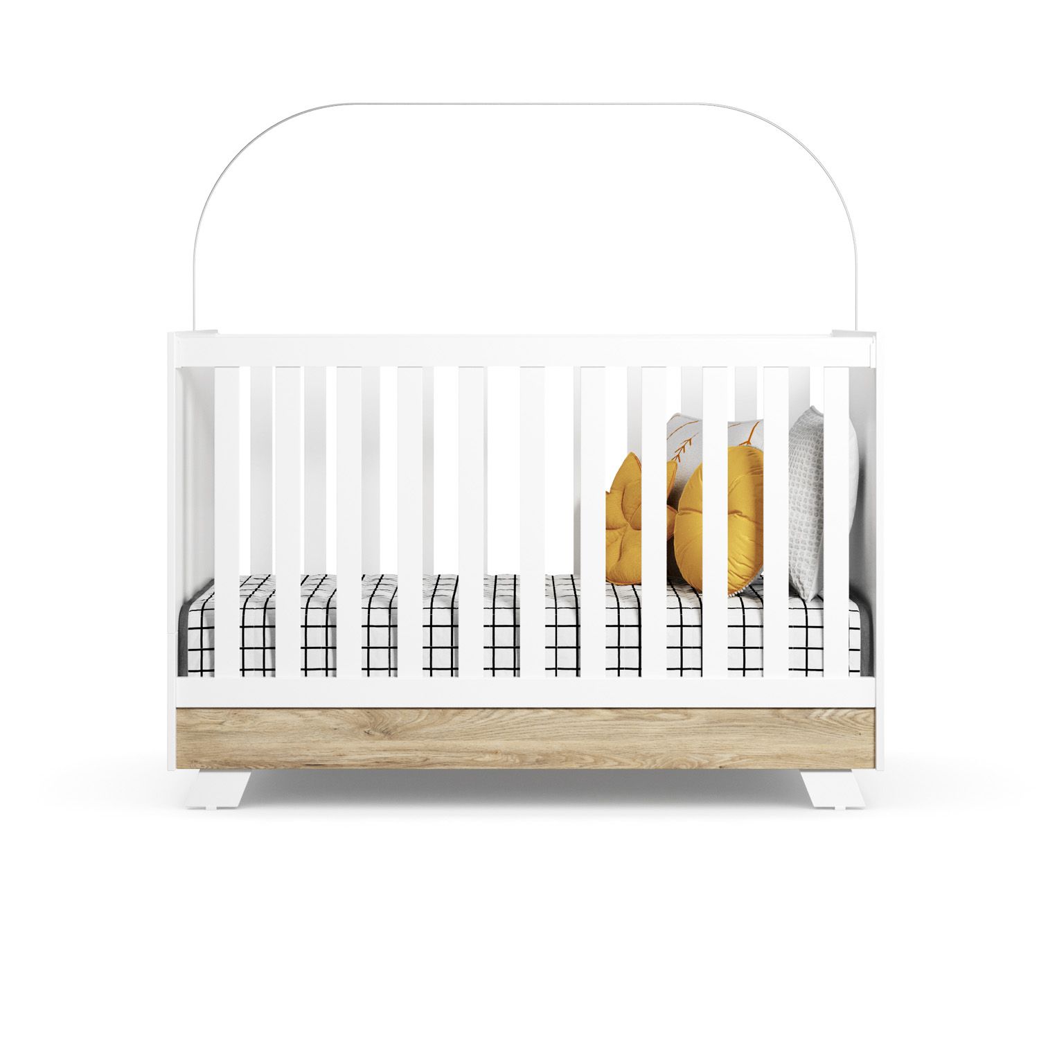 Berço Americano Branco e Amadeirado Retrô