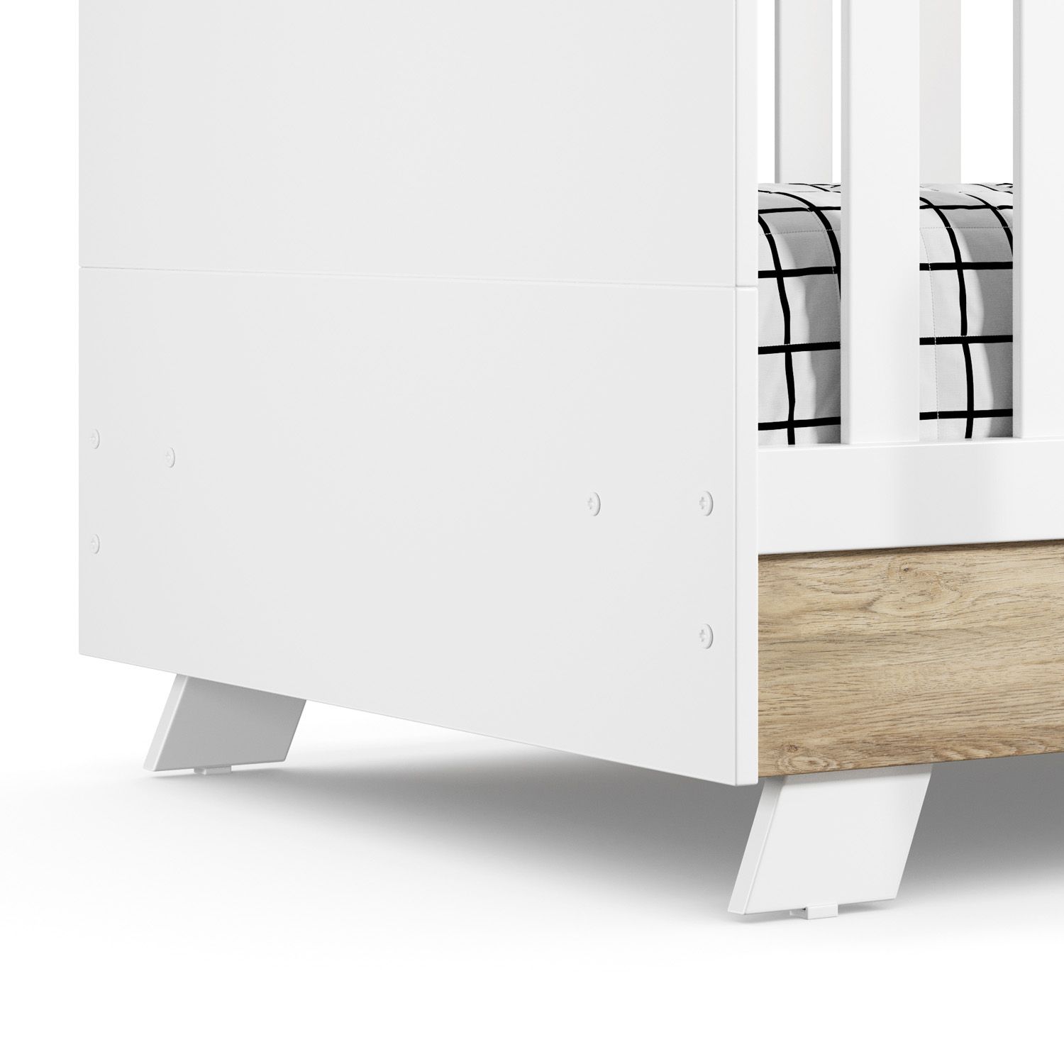 Berço Americano Branco e Amadeirado Retrô