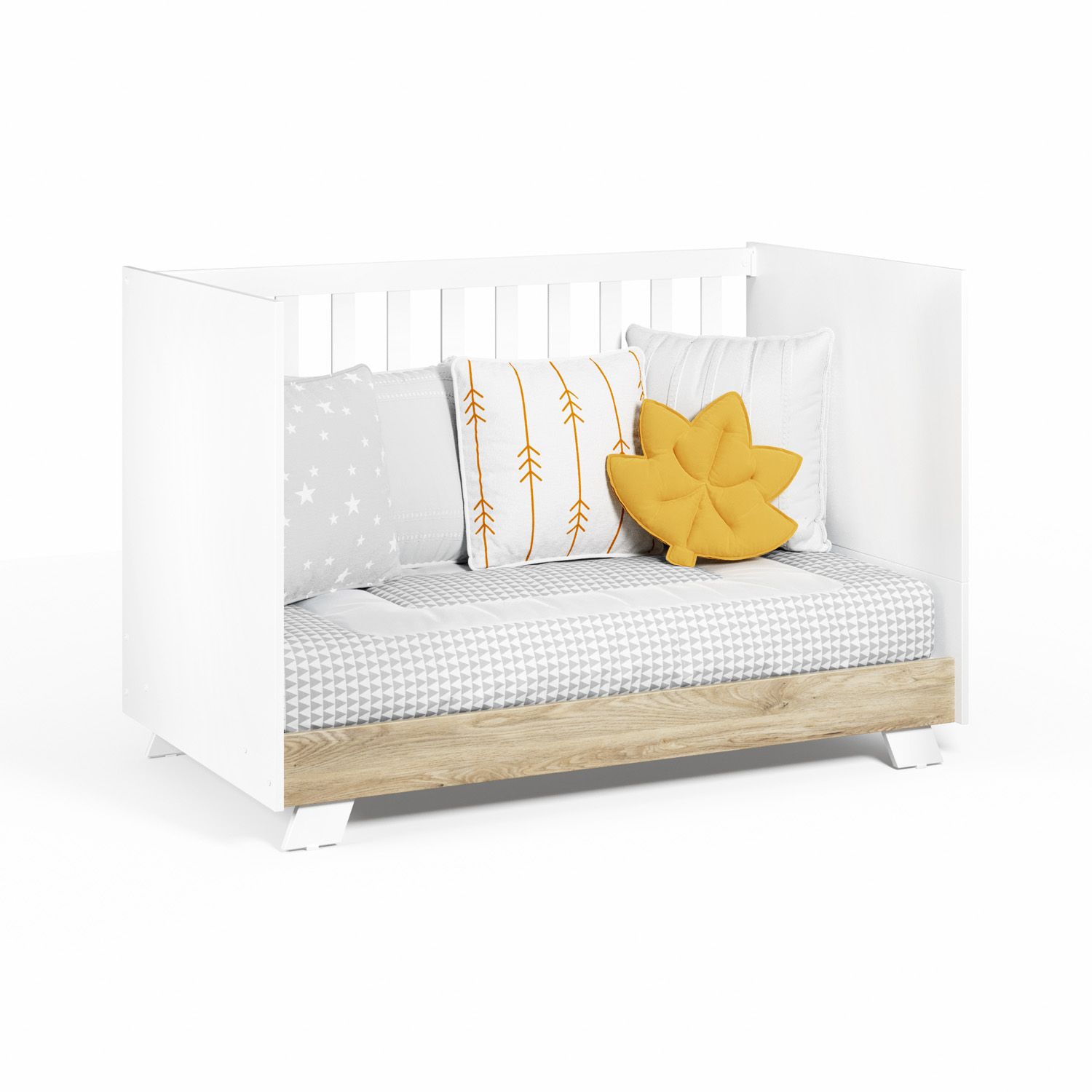 Berço Americano Branco e Amadeirado Retrô