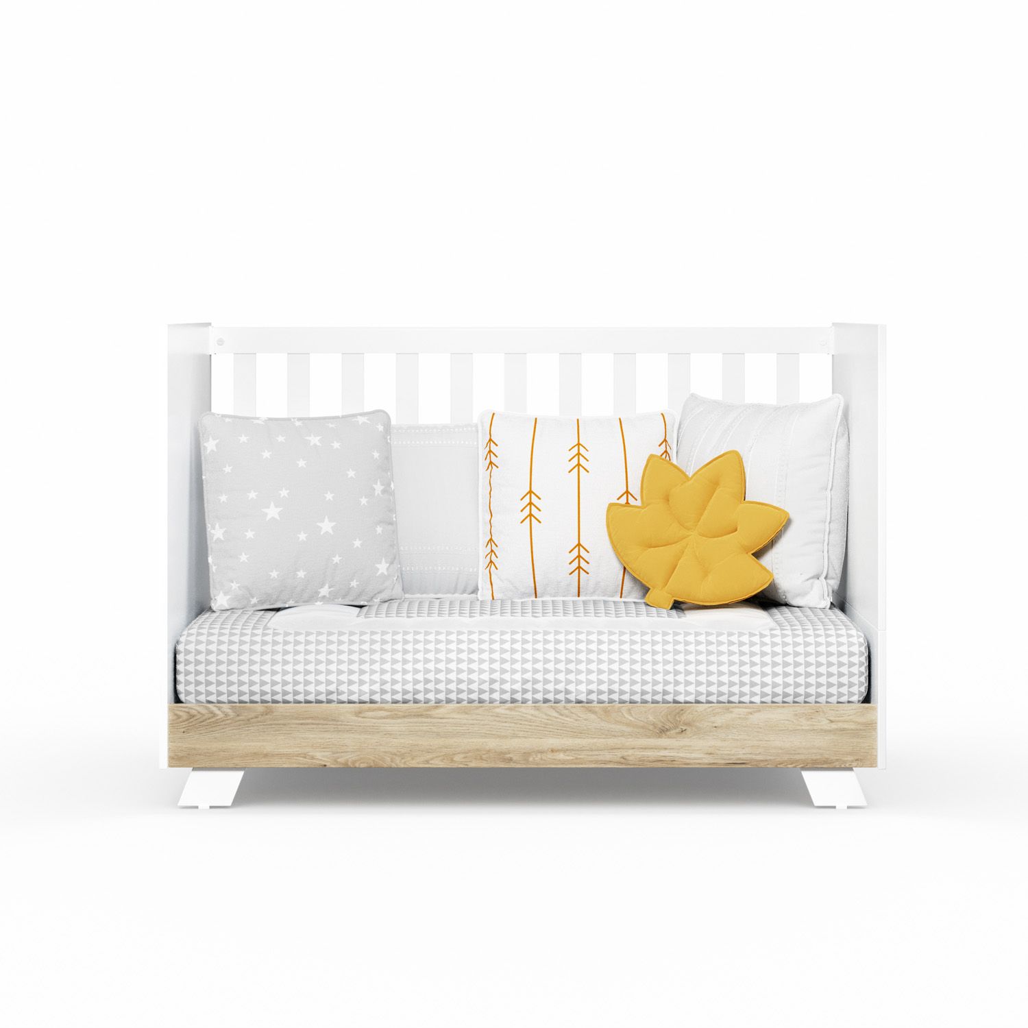 Berço Americano Branco e Amadeirado Retrô