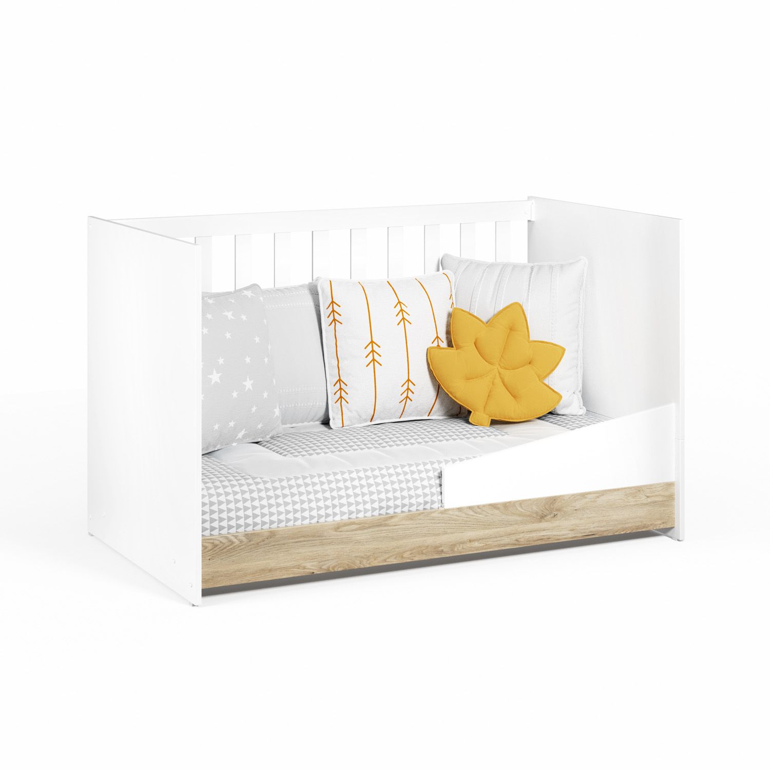 Berço Americano Branco e Amadeirado Retrô