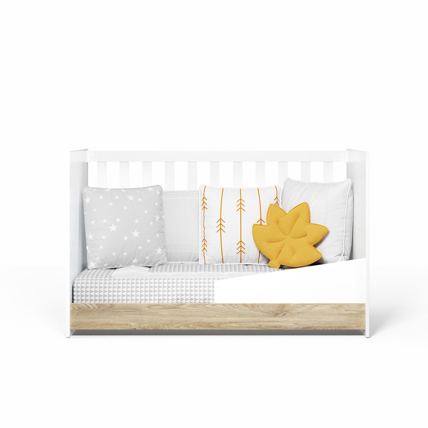 Berço Americano Branco e Amadeirado Retrô