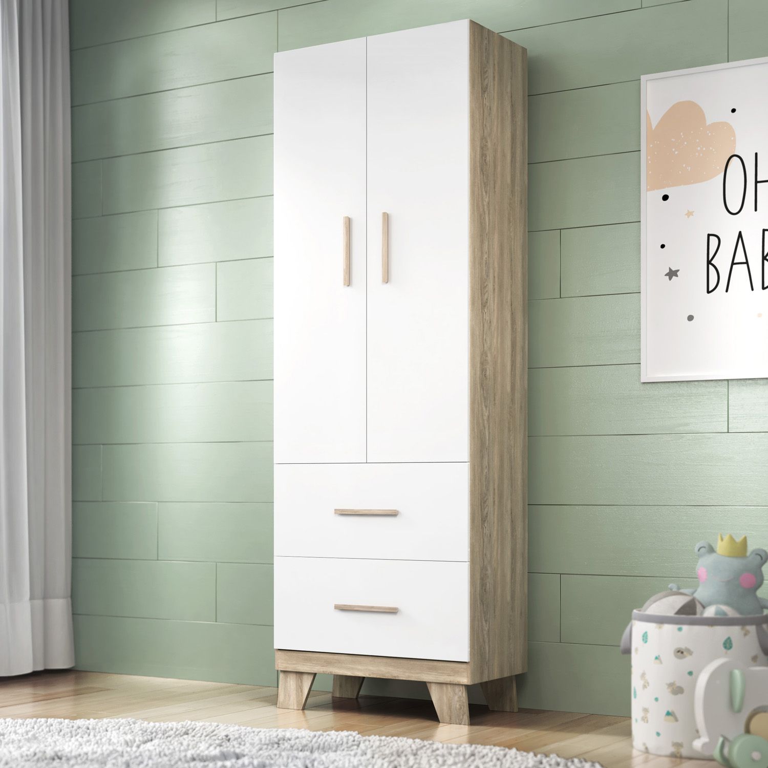 Guarda Roupa Infantil Madeira 2 Portas Retrô