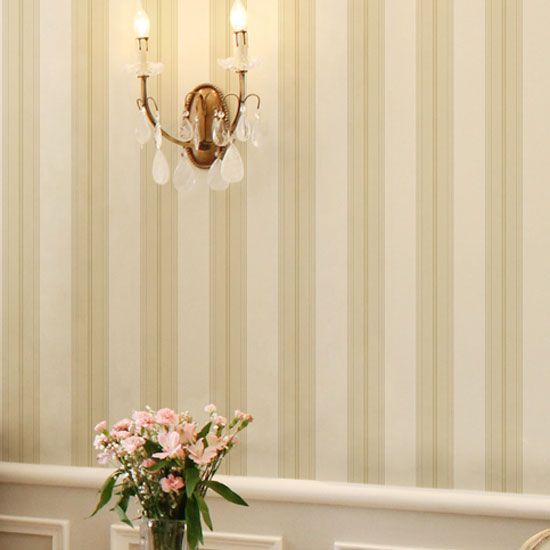 Papel de Parede Listrado Bege 10m