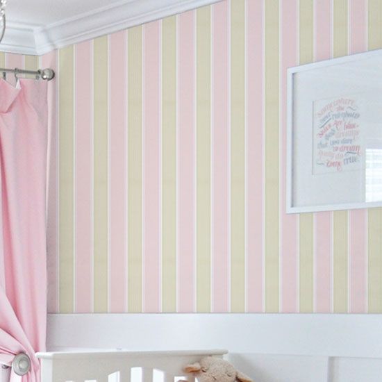 Papel de Parede Listrado Bege/Rosa 10m