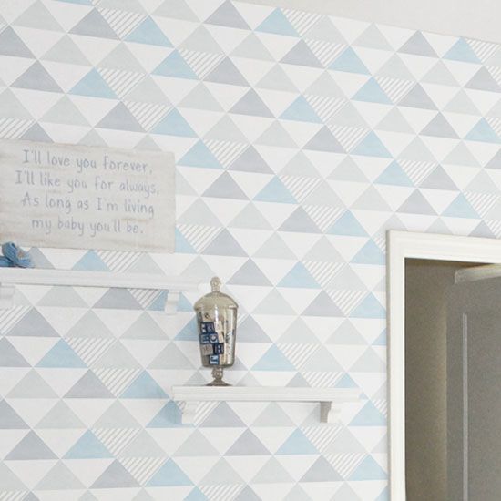 Papel de Parede Triângulos Azul/Cinza 10m